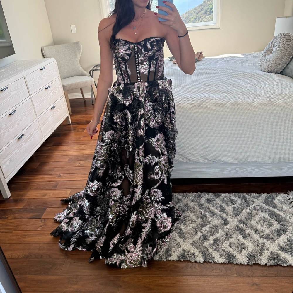 Alfa Beta Black Strapless Gown